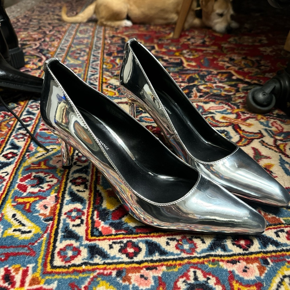 Silver heels leather Armani exchange